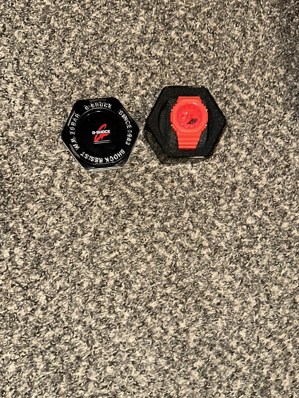 G-Shock Red Men’s Resin Sport Watch with Black Tin Case